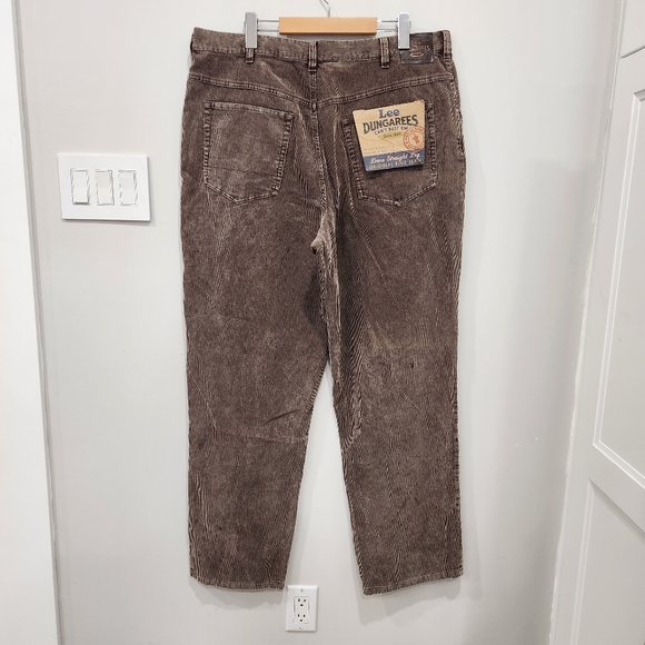 Vintage Lee Dungarees Corduroy Pants Mens 38/32 Brown Loose Straight Leg 80s 90s - Picture 3 of 13